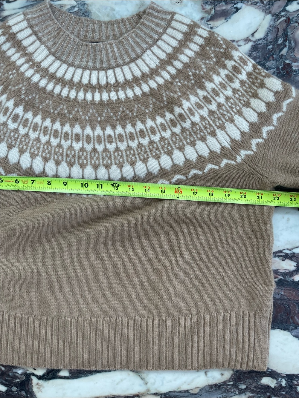 Jcrew Cashmere Boxy Fair Isle Sweater Tan S - Picture 6 of 7